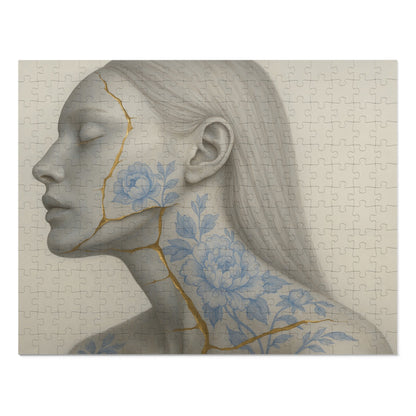 Porcelain Reverie: Kintsugi Peony Profile