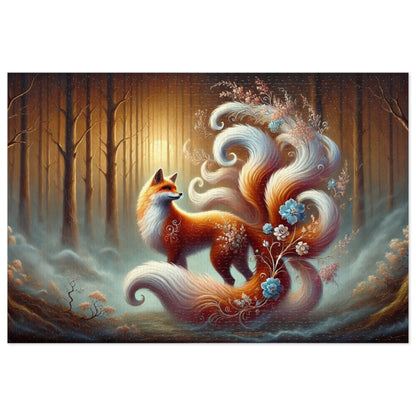 Celestial Bloom: The Nine-Tailed Fox in a Forest of Light