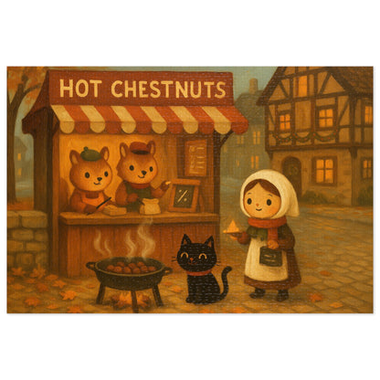 Little Black Cat Journeys: Chestnuts on the Square