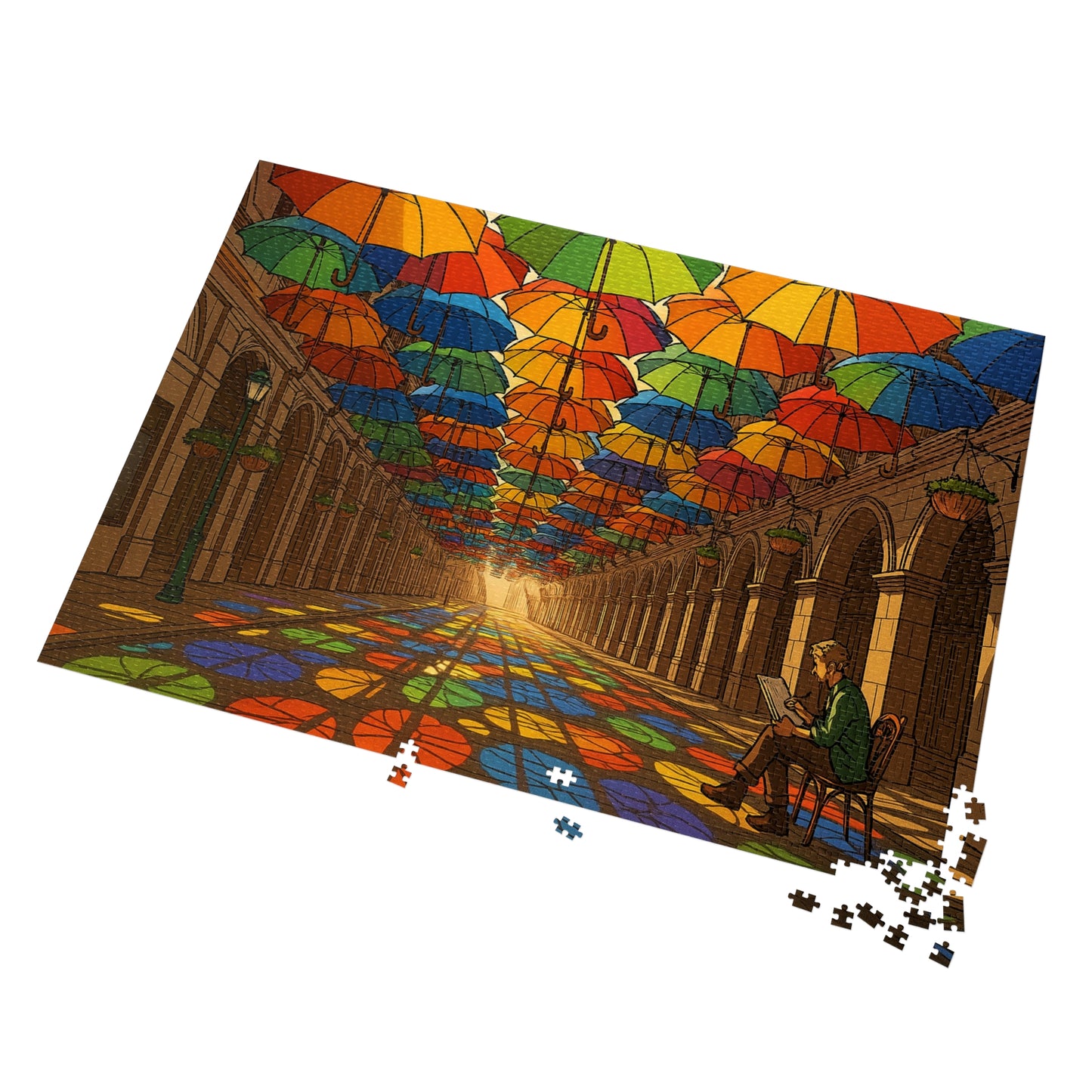 Umbrella Canopy Arcade: A Kaleidoscope of Light and Color