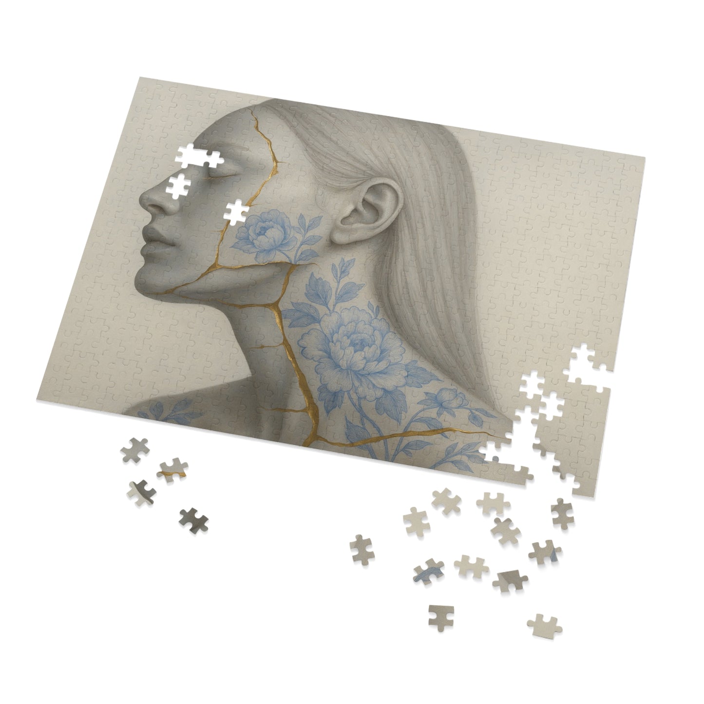 Porcelain Reverie: Kintsugi Peony Profile