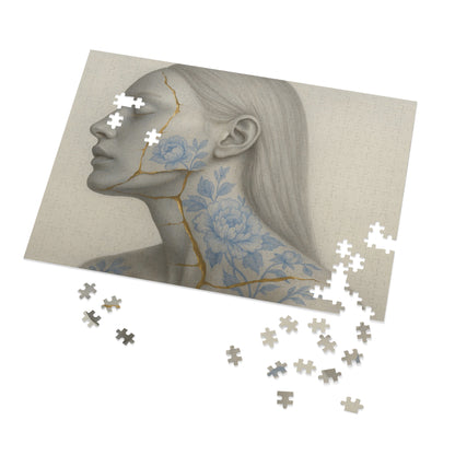 Porcelain Reverie: Kintsugi Peony Profile