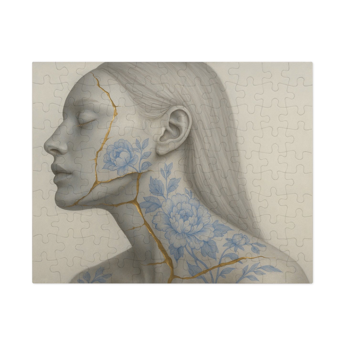 Porcelain Reverie: Kintsugi Peony Profile