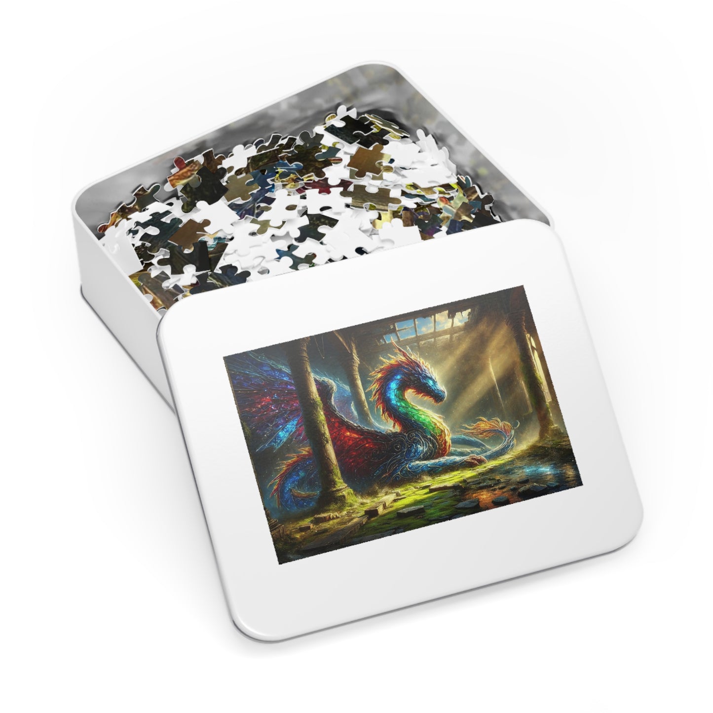 The Luminous Warden: A Dragon Resting Beneath Ruined Skies