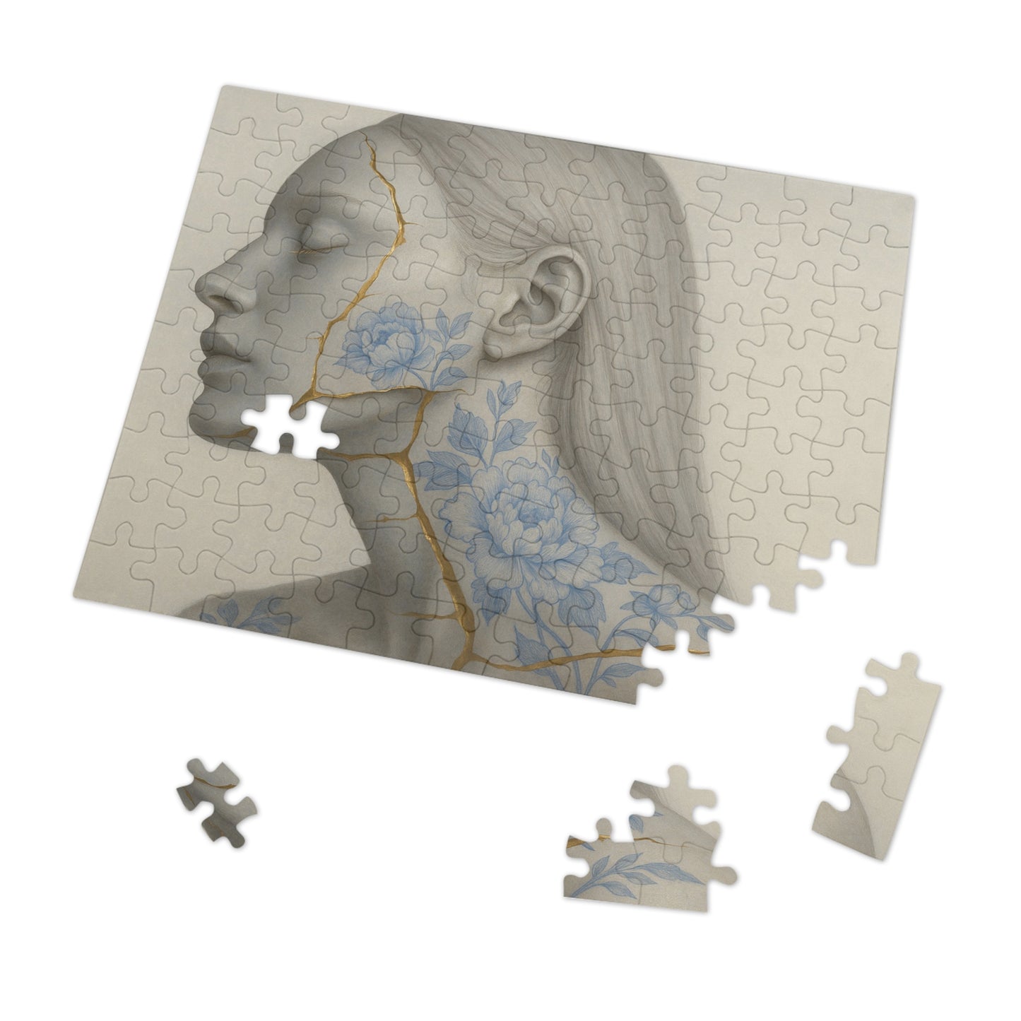 Porcelain Reverie: Kintsugi Peony Profile