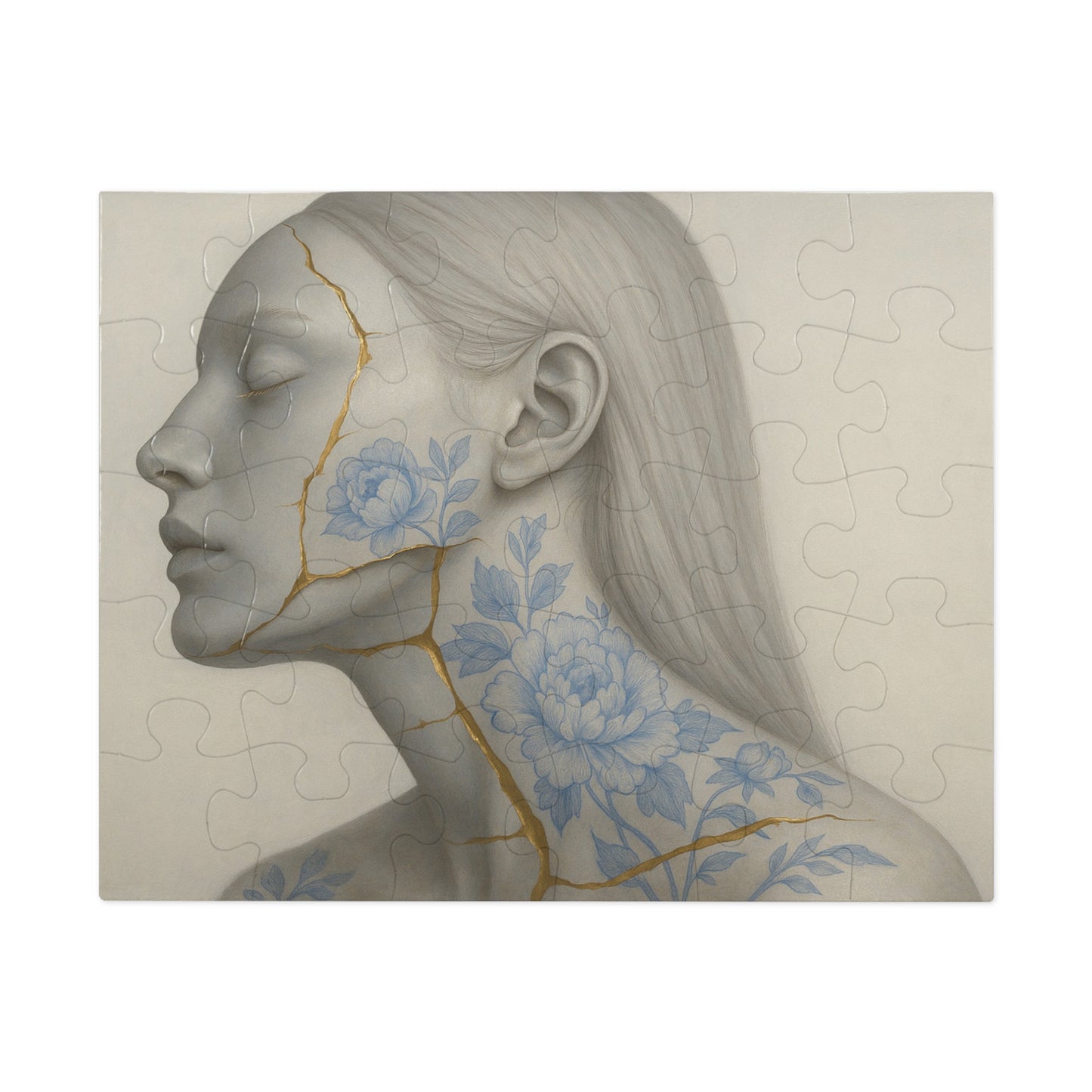 Porcelain Reverie: Kintsugi Peony Profile