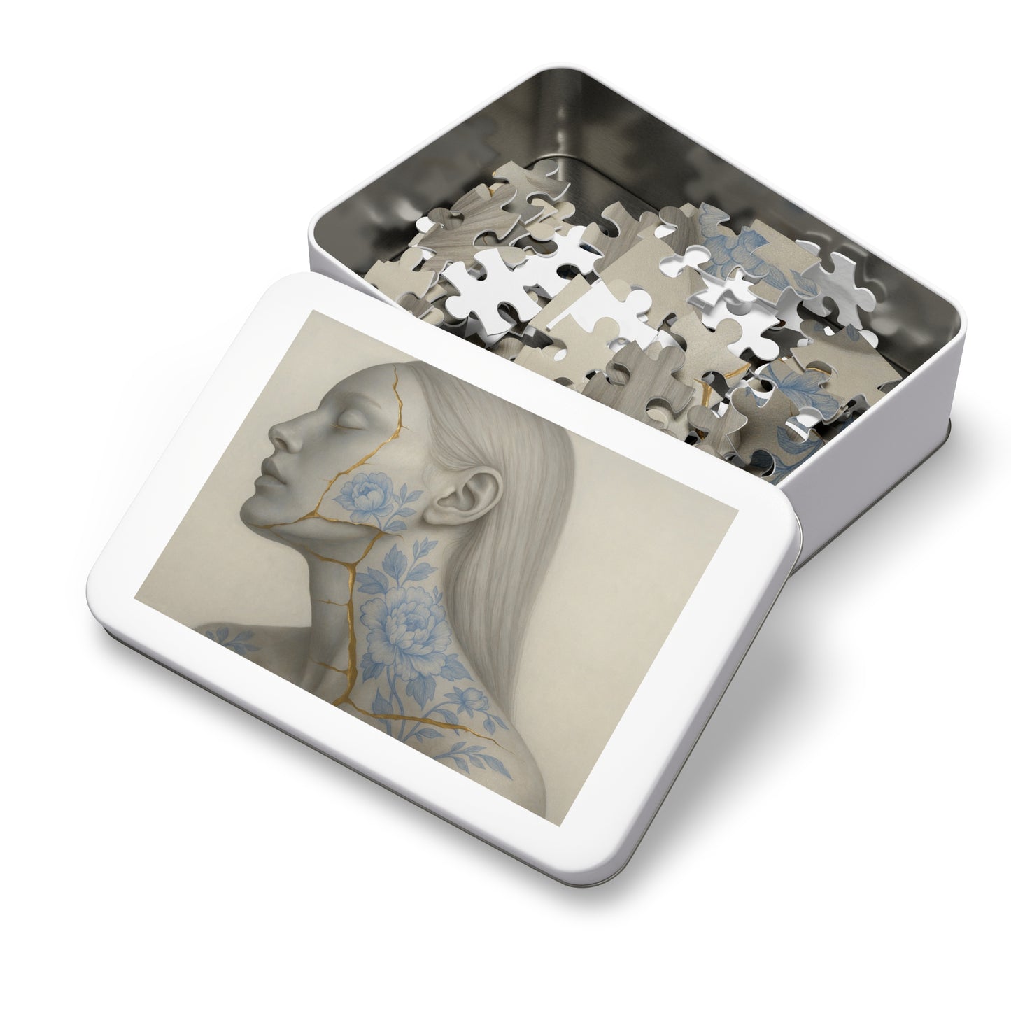 Porcelain Reverie: Kintsugi Peony Profile