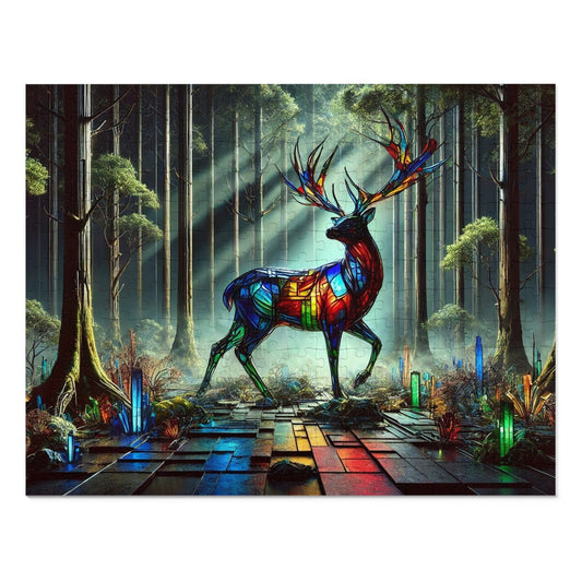The Luminous Guardian: The Stained Glass Stag in the Silent Forest