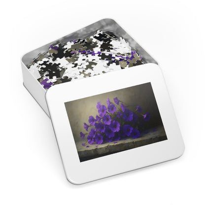 Violet Cascade: Petunias on Cold Stone