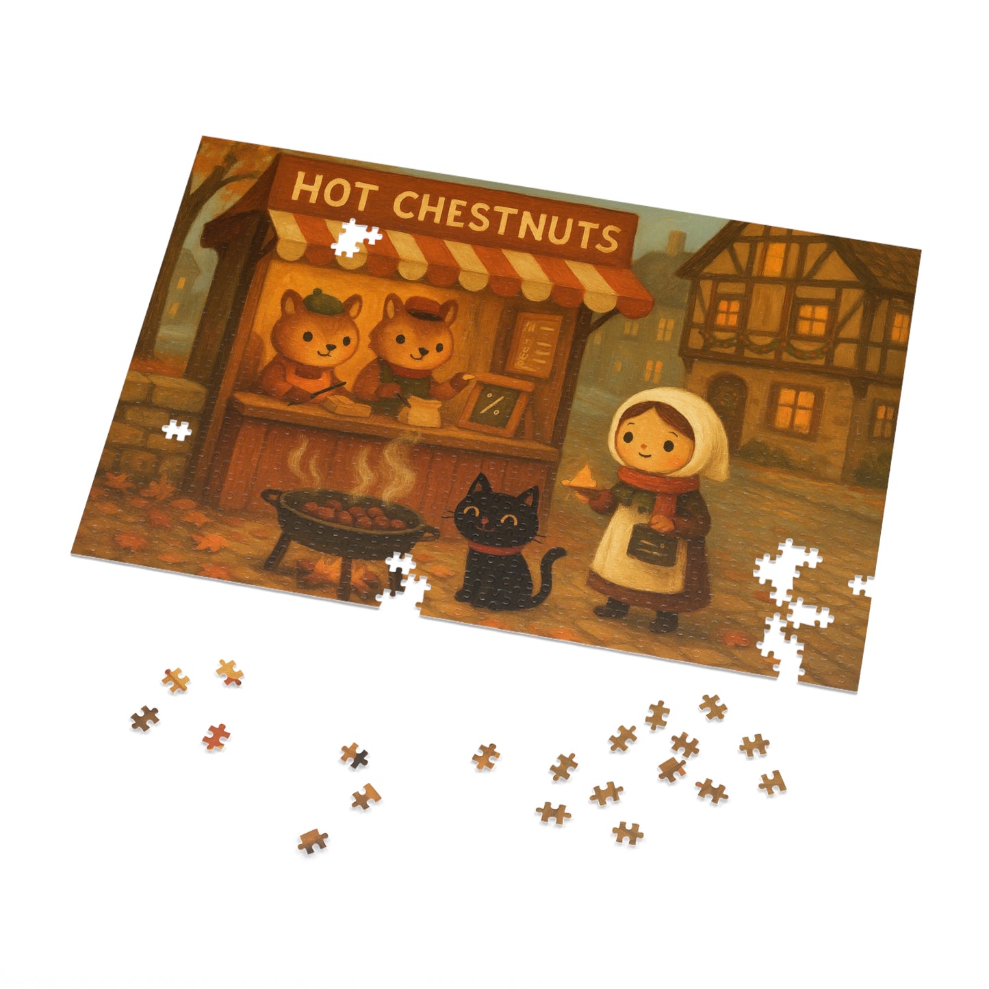 Little Black Cat Journeys: Chestnuts on the Square