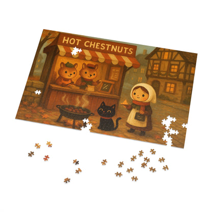 Little Black Cat Journeys: Chestnuts on the Square