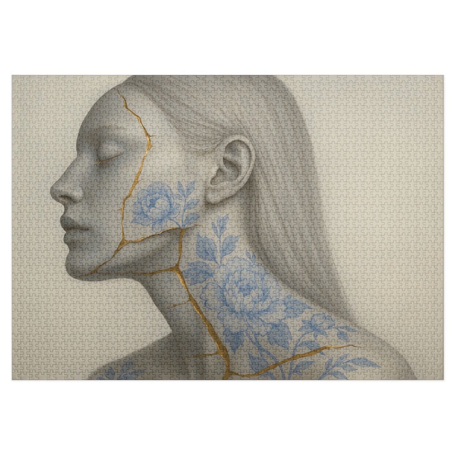 Porcelain Reverie: Kintsugi Peony Profile