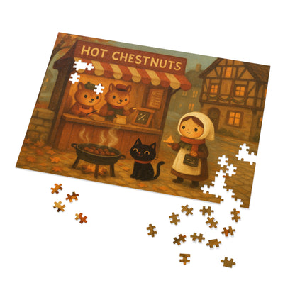 Little Black Cat Journeys: Chestnuts on the Square