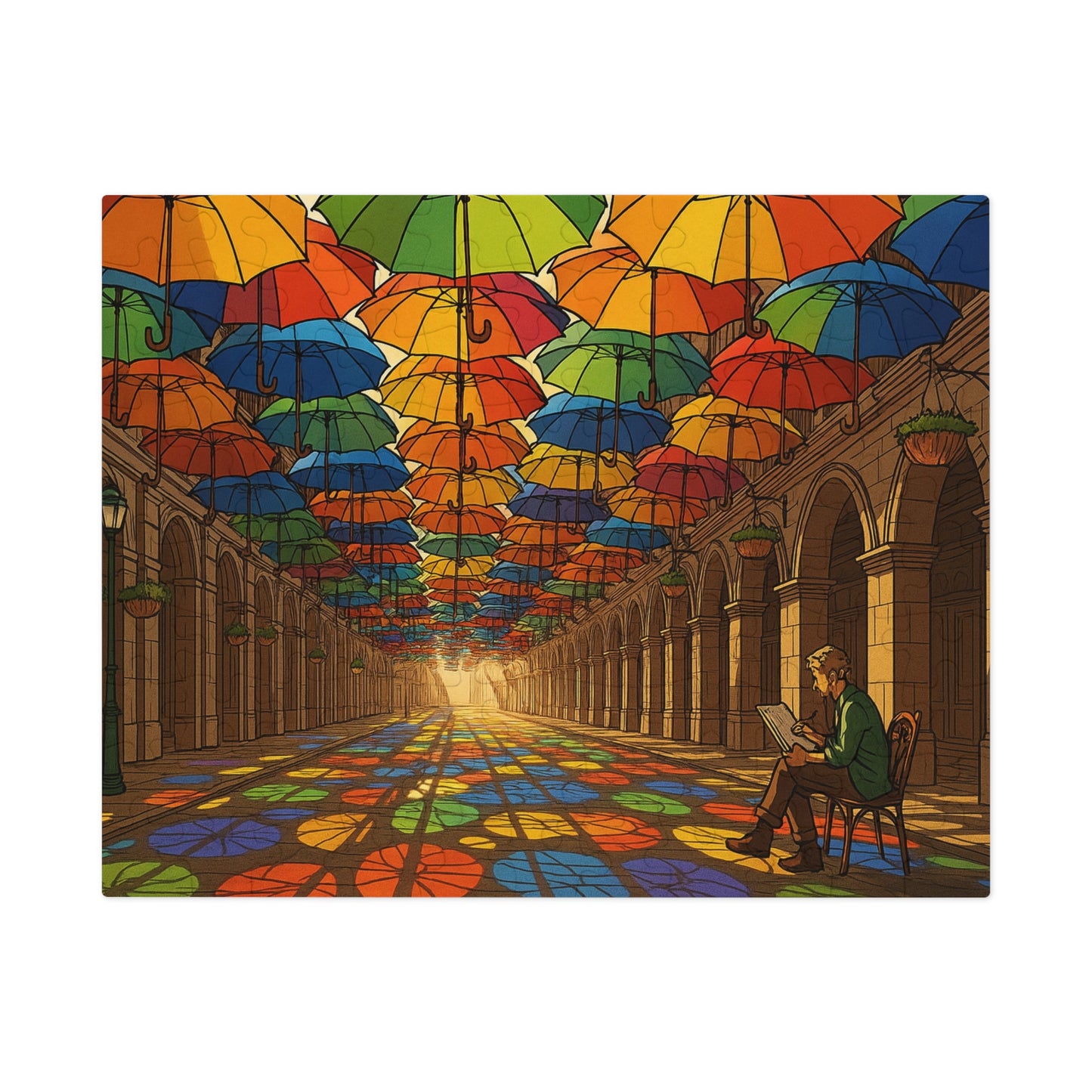Umbrella Canopy Arcade: A Kaleidoscope of Light and Color