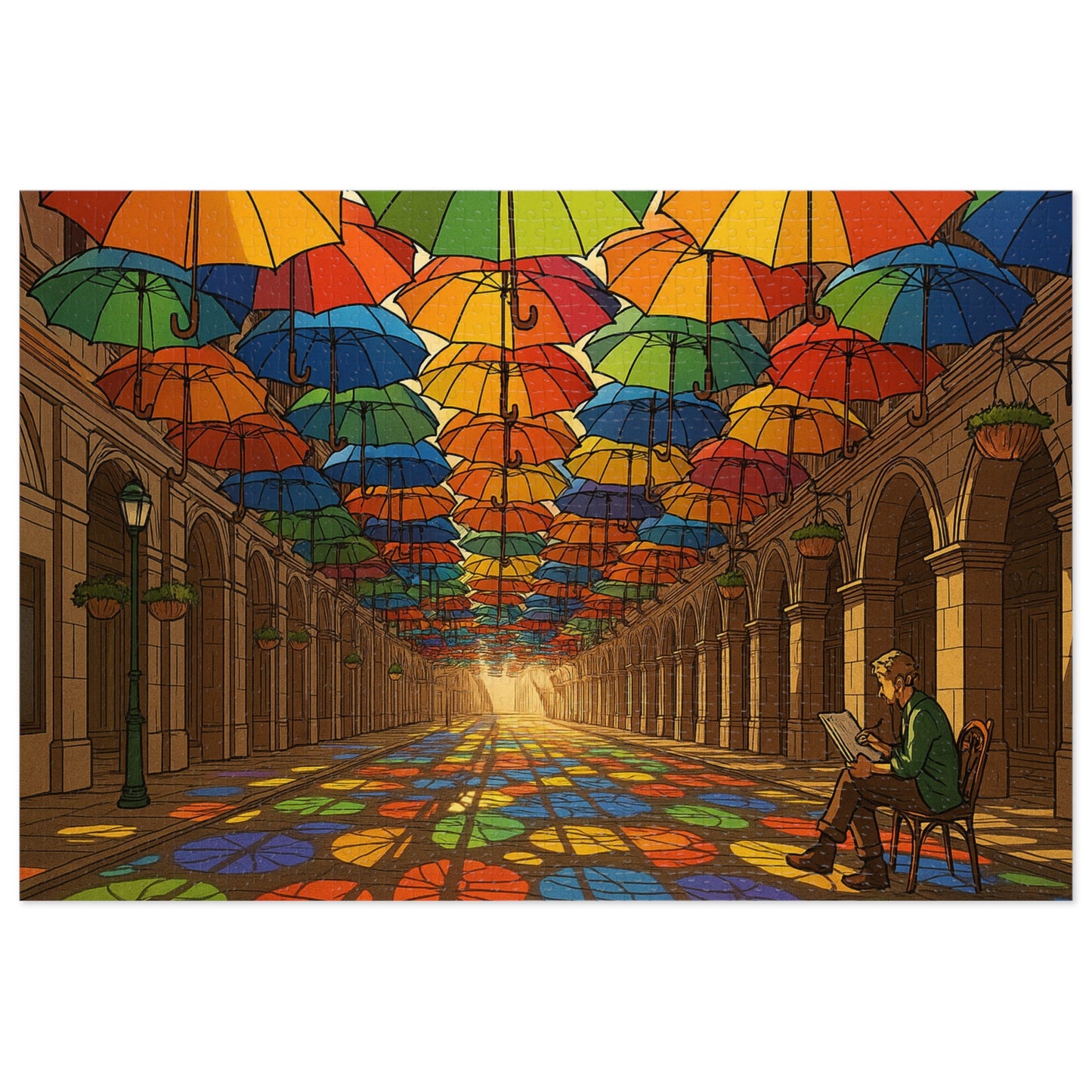 Umbrella Canopy Arcade: A Kaleidoscope of Light and Color