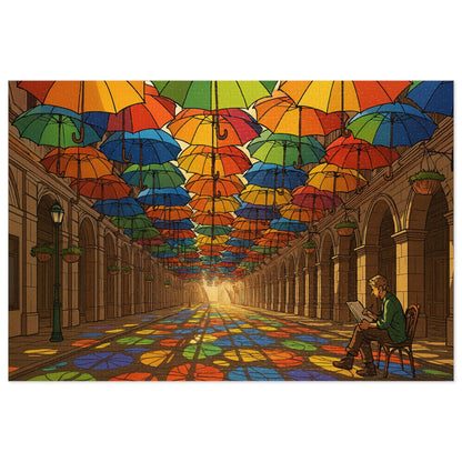 Umbrella Canopy Arcade: A Kaleidoscope of Light and Color